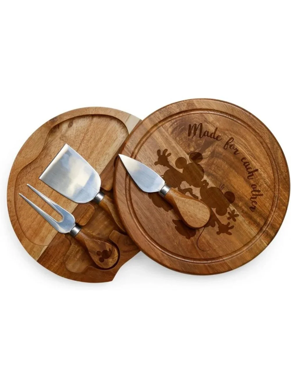 Disney-Inspired Acacia Cheese Board & Knife Set, Swivel Charcuterie Platter